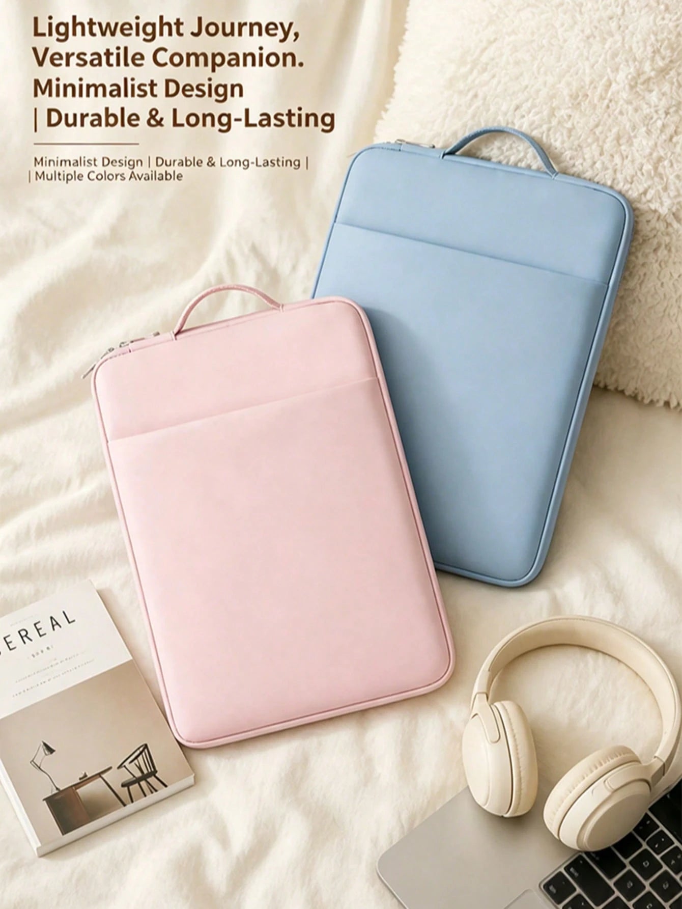1pc 11-15.6 Inch Tablet Protective Sleeve, Handheld Storage Bag, PU Laptop Bag With Compartments For Accessories, Office Supplies, Back To School
