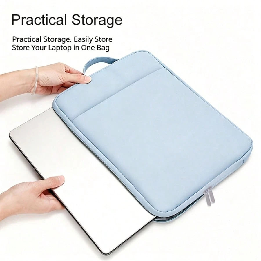 1pc 11-15.6 Inch Tablet Protective Sleeve, Handheld Storage Bag, PU Laptop Bag With Compartments For Accessories, Office Supplies, Back To School