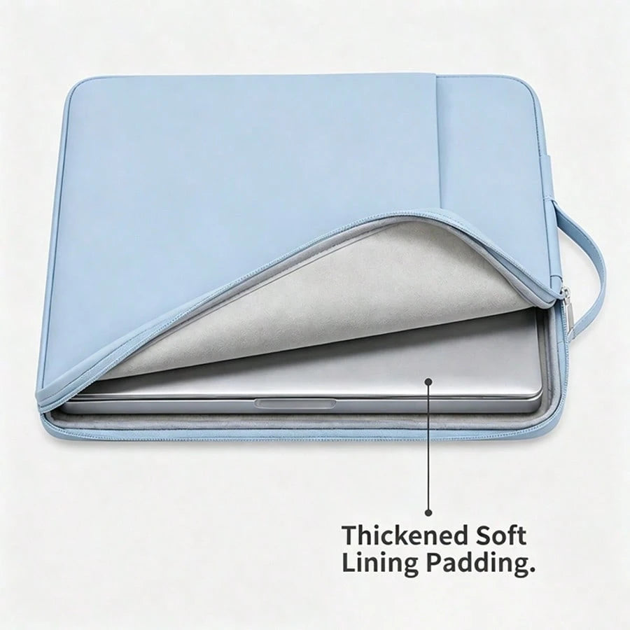 1pc 11-15.6 Inch Tablet Protective Sleeve, Handheld Storage Bag, PU Laptop Bag With Compartments For Accessories, Office Supplies, Back To School