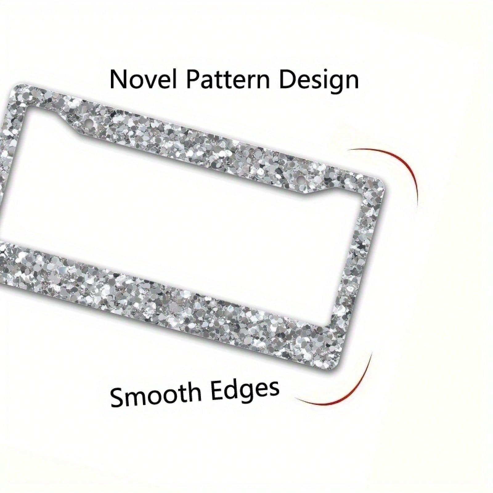 1pc,12.2x6.3,Metallic License Plate Frame Cover, With A Silver Glitter Texture Background Design, Suitable For Party Car Decoration, A Perfect Choice For New Year Celebrations,Valentines Gift,Birthday