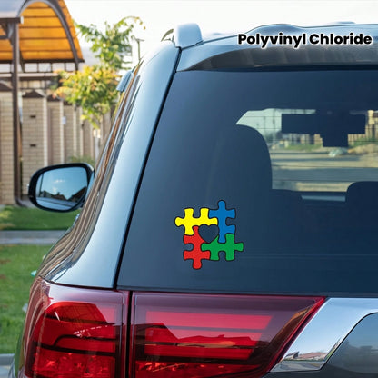 1pc 12.6x12.4cm/ 5x5in Autism Awareness Heart Shaped Puzzle Sticker, Suitable For Car, Laptop, Tablet, Backpack, Books, Windows, Walls, Waterproof, UV-Resistant, Fade-Resistant, Vinyl Sticker, Univer
