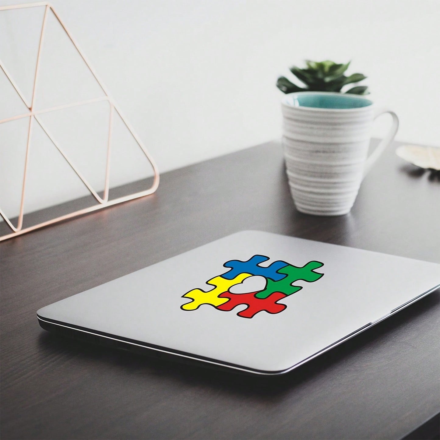 1pc 12.6x12.4cm/ 5x5in Autism Awareness Heart Shaped Puzzle Sticker, Suitable For Car, Laptop, Tablet, Backpack, Books, Windows, Walls, Waterproof, UV-Resistant, Fade-Resistant, Vinyl Sticker, Univer