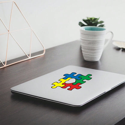 1pc 12.6x12.4cm/ 5x5in Autism Awareness Heart Shaped Puzzle Sticker, Suitable For Car, Laptop, Tablet, Backpack, Books, Windows, Walls, Waterproof, UV-Resistant, Fade-Resistant, Vinyl Sticker, Univer