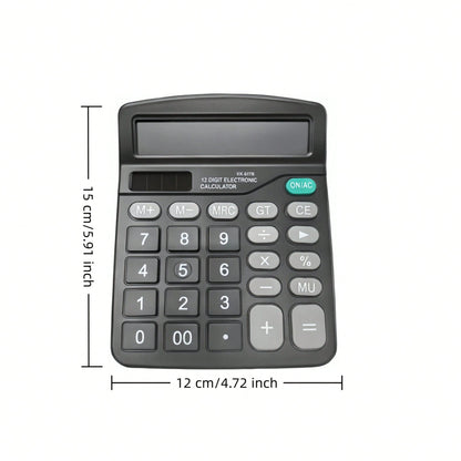 1pc 12-Digit Electronic Calculator: Dual Power Supply + Precise Calculation + Multi-Function Keys, Suitable For Office Finance Accounting, Student Homework, Household Daily Bookkeeping, High Cost-Perf