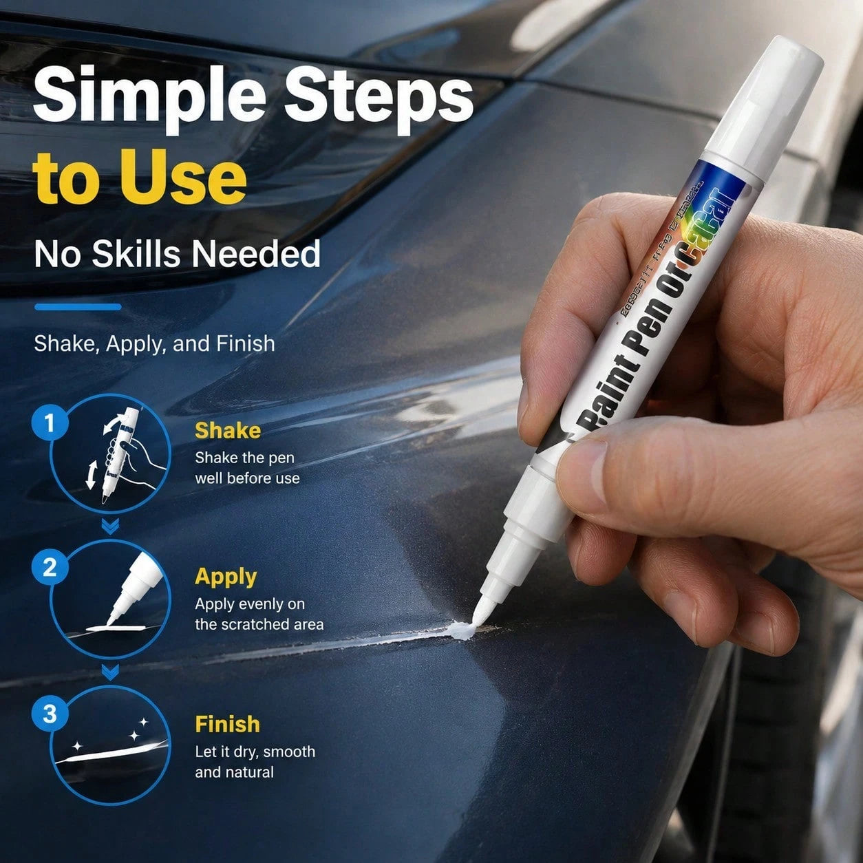 1Pc 12ML Universal Car Scratch Repair Pen, Auto Touch Up Paint Pen For Car Care, Quick Fix Scratches And Chips, Portable Auto Paint Marker For Daily Commute And Travel, Black