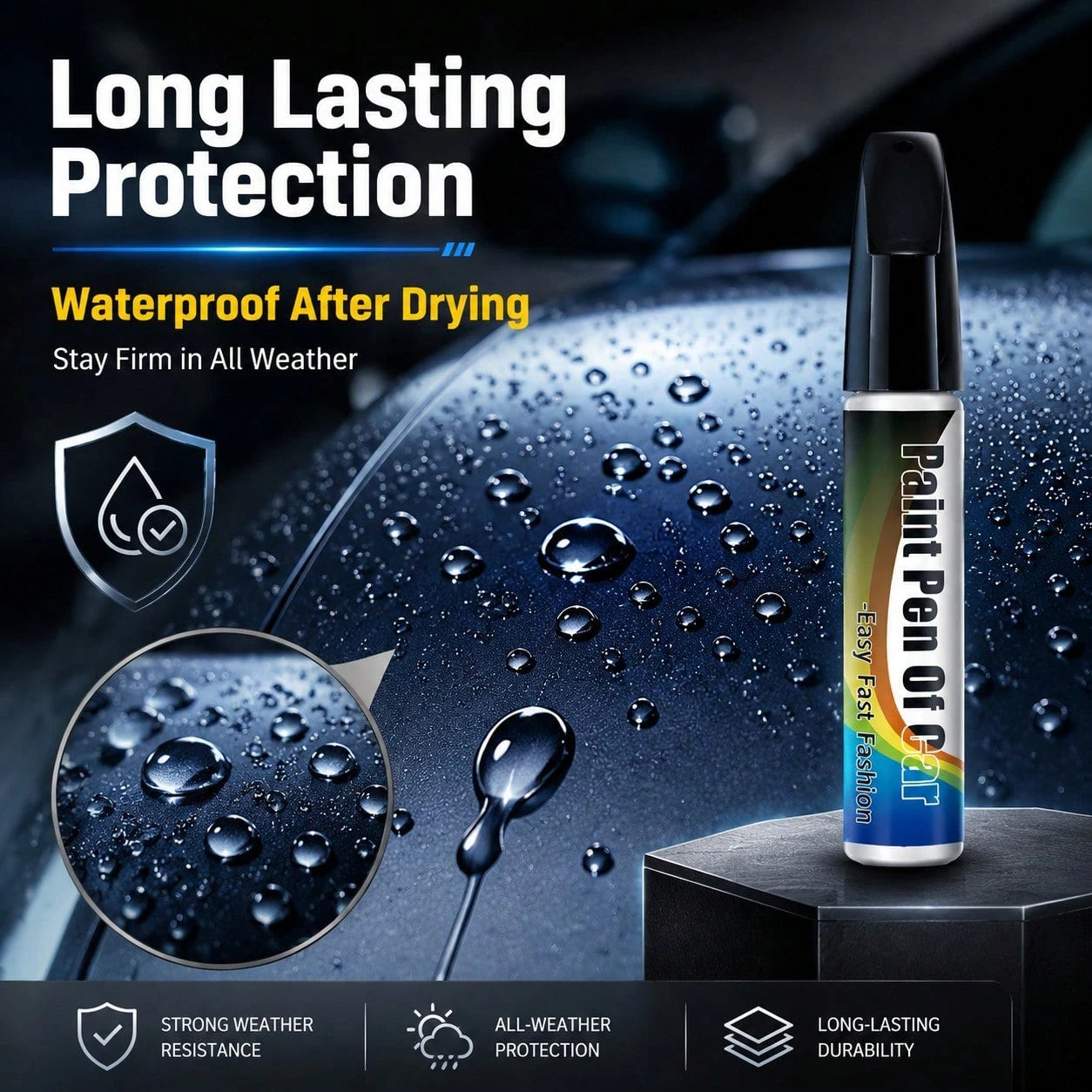 1Pc 12ML Universal Car Scratch Repair Pen, Auto Touch Up Paint Pen For Car Care, Quick Fix Scratches And Chips, Portable Auto Paint Marker For Daily Commute And Travel, Black