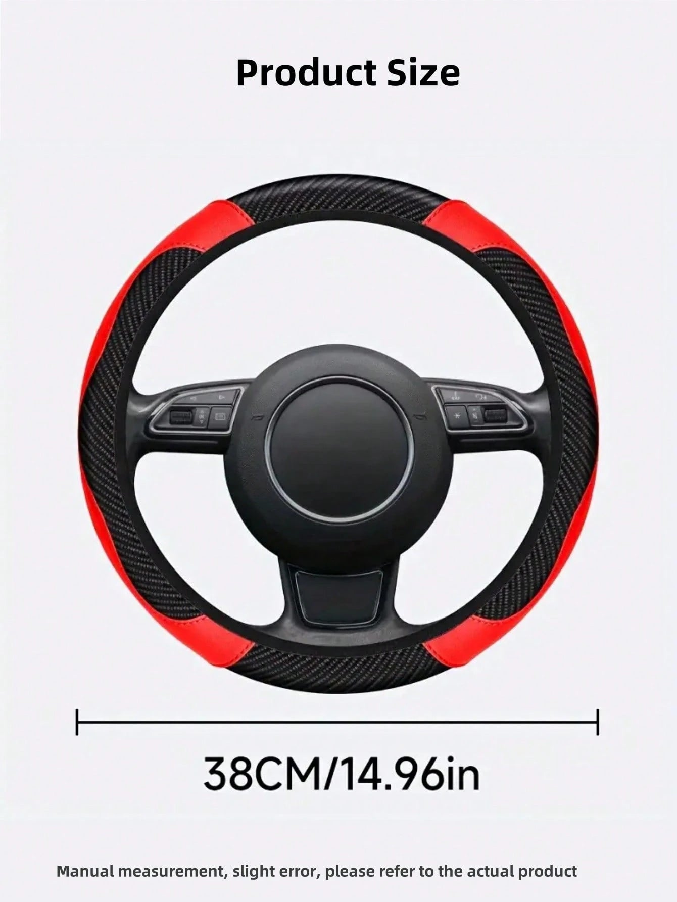 1pc 15-Inch Carbon Fiber Microfiber Leather Steering Wheel Cover, Anti-Slip Breathable Car Interior Accessory, Fits Most Cars And SUVs, Car Accessories For Women And Girls