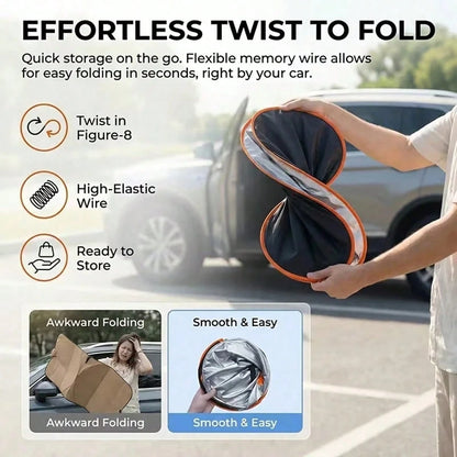 1PC 2026 New Portable Heat-Insulating Sunshade, One-Piece Car Windshield Sunshade, Upgraded Thick Titanium Silver Material, Designed For Automotive Windshield, Effectively Blocks Sunlight, Easy Instal