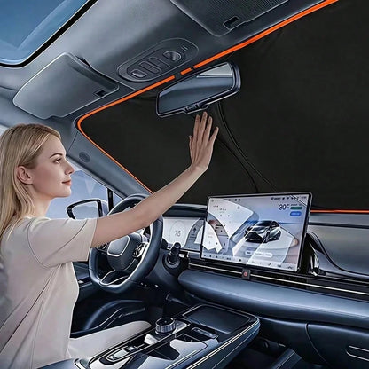 1PC 2026 New Portable Heat-Insulating Sunshade, One-Piece Car Windshield Sunshade, Upgraded Thick Titanium Silver Material, Designed For Automotive Windshield, Effectively Blocks Sunlight, Easy Instal