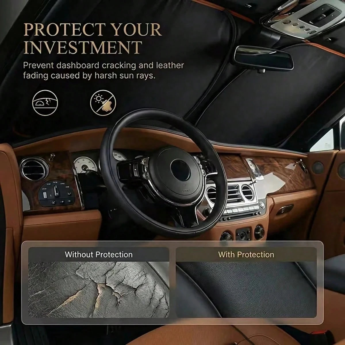 1PC 2026 New Portable Heat-Insulating Sunshade, One-Piece Car Windshield Sunshade, Upgraded Thick Titanium Silver Material, Designed For Automotive Windshield, Effectively Blocks Sunlight, Easy Instal