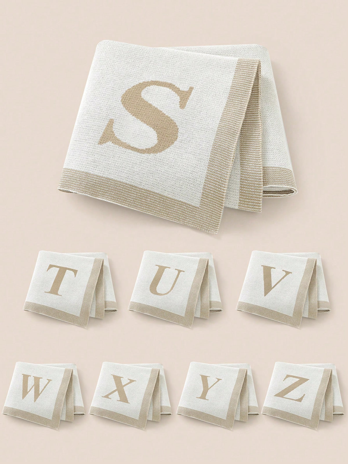 1pc 26 Letter Knitted Baby Blanket, Minimalist Casual Infant Throw Blanket, Suitable For All Seasons