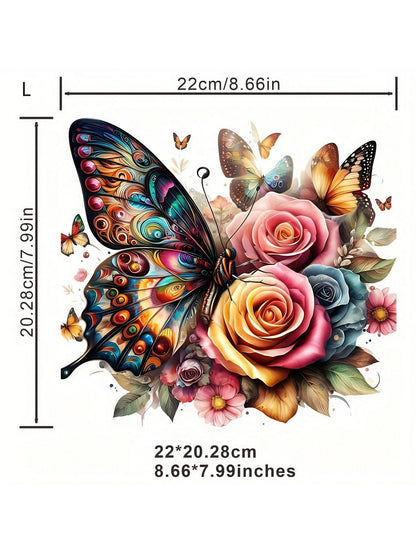 1pc/2pcs/3pcs Iron On Stickers Patches Heat Transfer Colorful Butterfly Flowers Pattern Decal, Washable DIY Decals For T-Shirt Jeans Backpacks Clothing Applique
