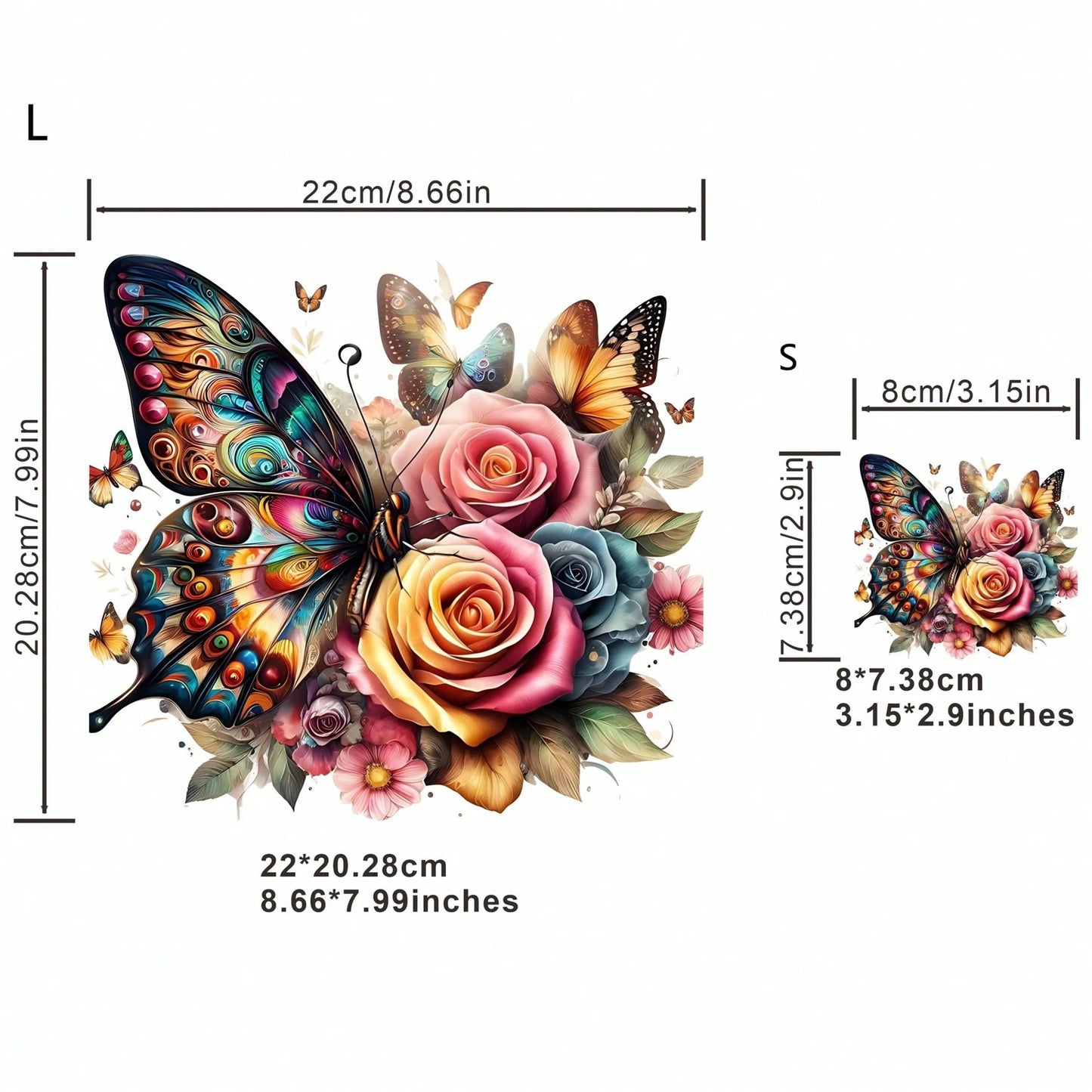 1pc/2pcs/3pcs Iron On Stickers Patches Heat Transfer Colorful Butterfly Flowers Pattern Decal, Washable DIY Decals For T-Shirt Jeans Backpacks Clothing Applique