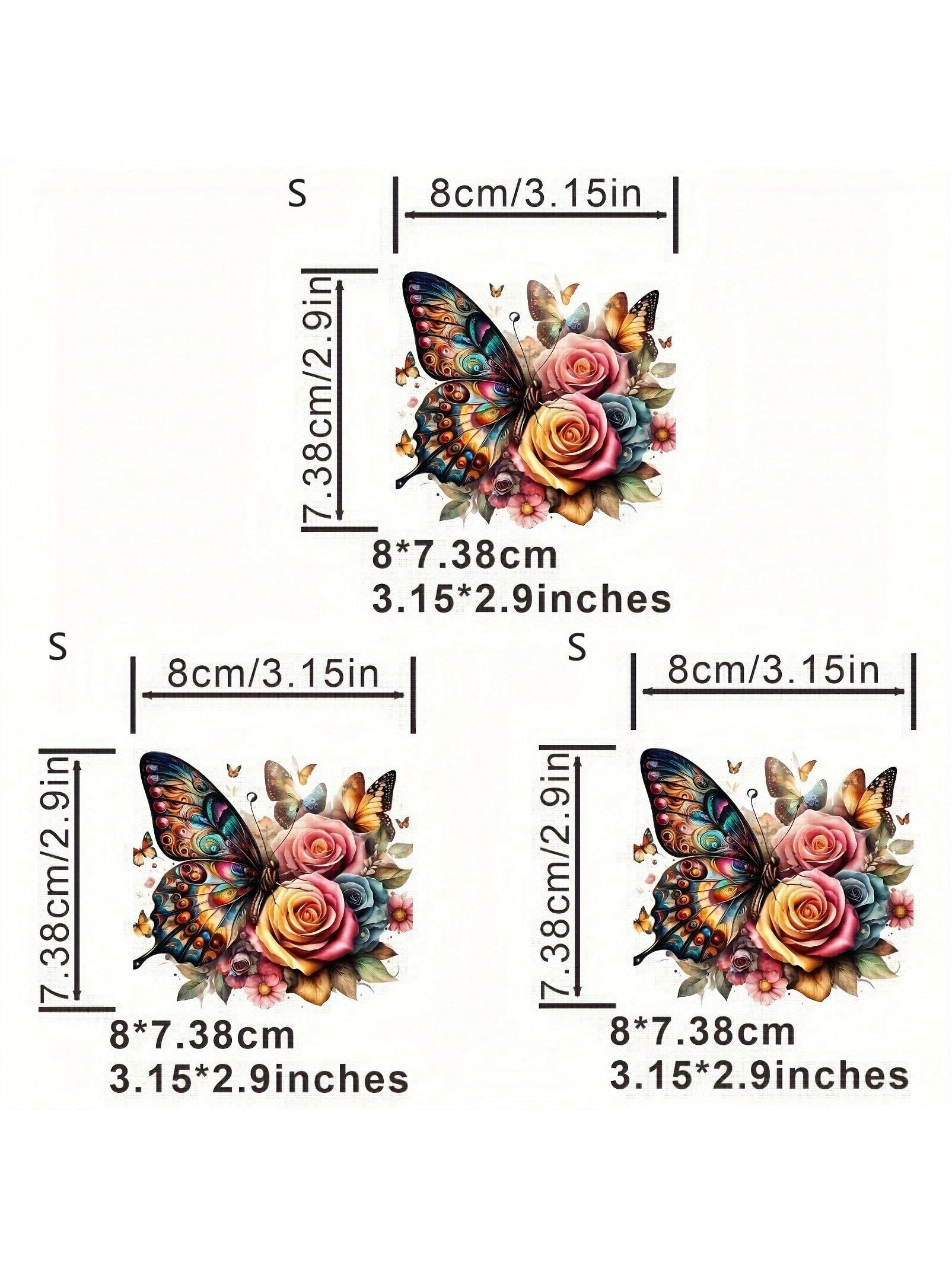 1pc/2pcs/3pcs Iron On Stickers Patches Heat Transfer Colorful Butterfly Flowers Pattern Decal, Washable DIY Decals For T-Shirt Jeans Backpacks Clothing Applique