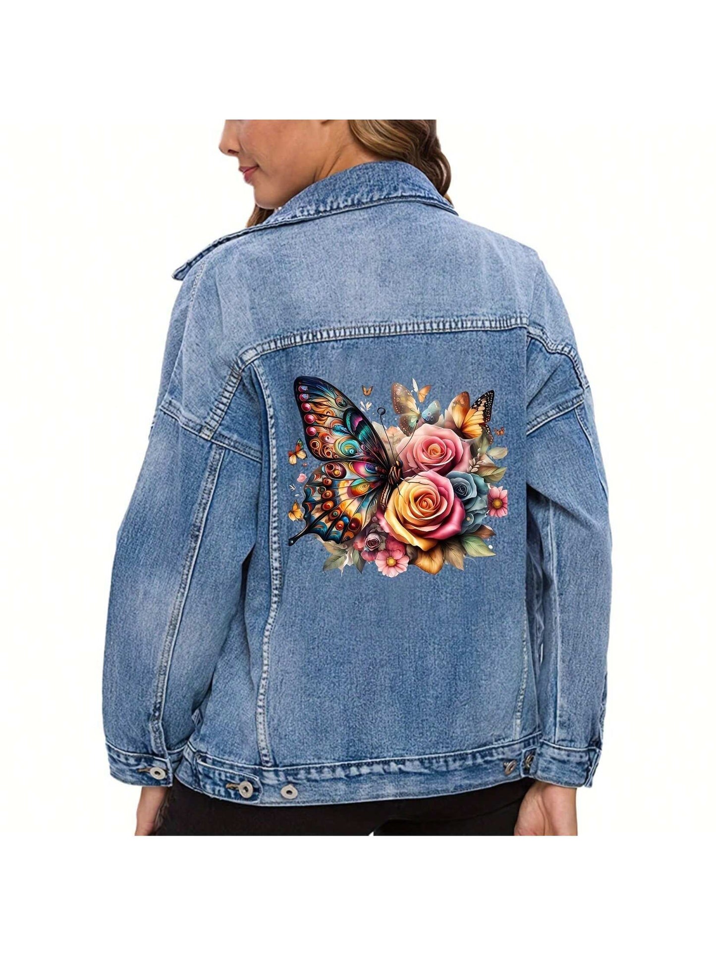 1pc/2pcs/3pcs Iron On Stickers Patches Heat Transfer Colorful Butterfly Flowers Pattern Decal, Washable DIY Decals For T-Shirt Jeans Backpacks Clothing Applique