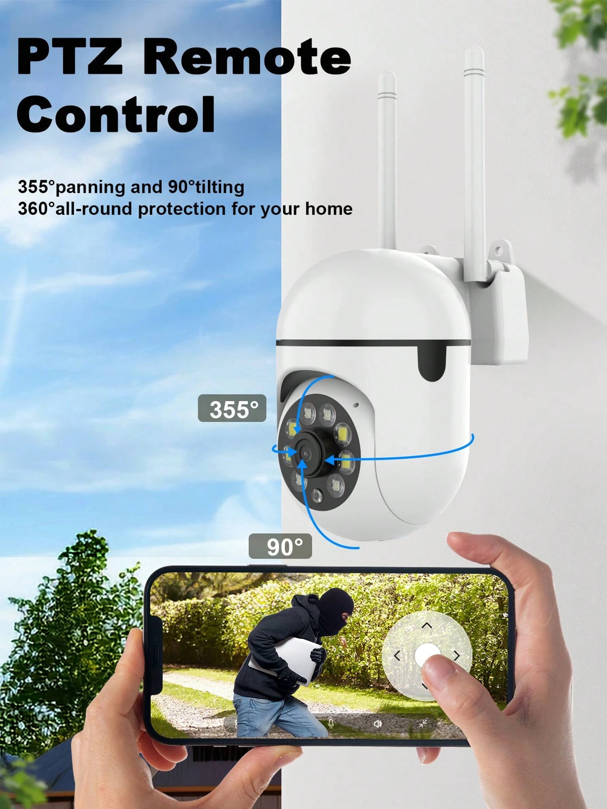 1pc/2pcs/4pcs WiFi Security Camera With 355° Two-Way Audio And Night Vision, Remote Control, Suitable For Indoor And Outdoor Use, View Anytime Via App, Great Gift For Christmas, Thanksgiving And Other