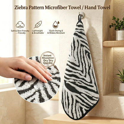 1pc/2pcs Approx. 13*30in/28*55in Thickened Zebra Stripe Coral Fleece Face Towel And Bath Towel, Super Soft, Absorbent, Quick Drying, Suitable For Swimming, Spa, Home Bathroom Shower, Back To School