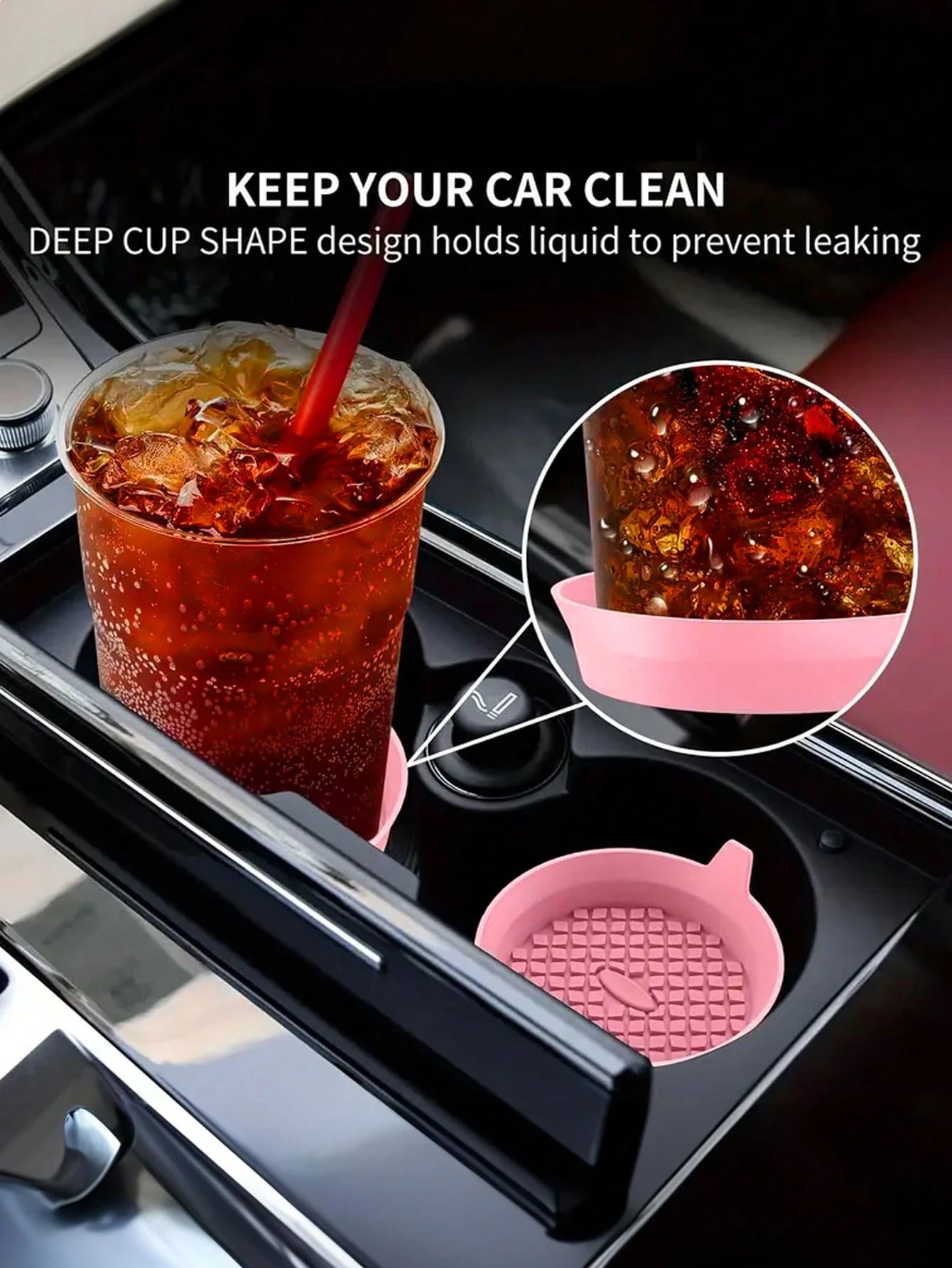 1pc/2pcs Car Cup Holder Inserts, Sparkling Cup Holder Coasters, Universal Non-Slip Silicone Cup Holder Decor Pads, Car Interior Mats, 8cm/3.1in Soft Crystal Rhinestone Rubber Coaster Set Round Car Bev