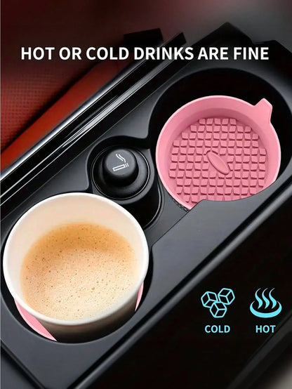 1pc/2pcs Car Cup Holder Inserts, Sparkling Cup Holder Coasters, Universal Non-Slip Silicone Cup Holder Decor Pads, Car Interior Mats, 8cm/3.1in Soft Crystal Rhinestone Rubber Coaster Set Round Car Bev
