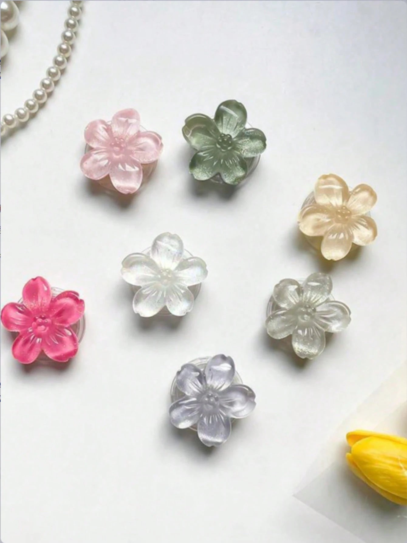 1pc/2pcs Cute Flower Element Push-Pull Stand Phone Push-Pull Stand 3D Flower Foldable Phone Holder, Fresh Floral Adhesive Bubble Phone Stand, Extendable Flower Phone Grip Holder, Suitable For Smartpho