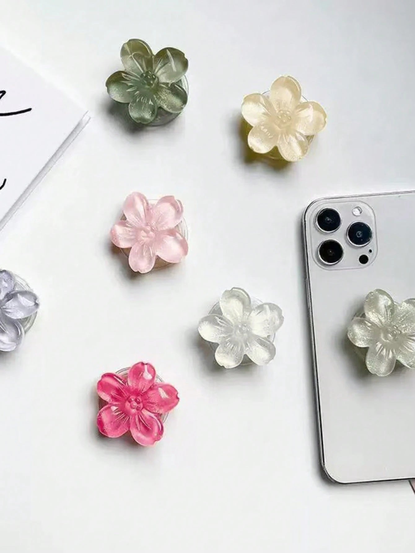 1pc/2pcs Cute Flower Element Push-Pull Stand Phone Push-Pull Stand 3D Flower Foldable Phone Holder, Fresh Floral Adhesive Bubble Phone Stand, Extendable Flower Phone Grip Holder, Suitable For Smartpho