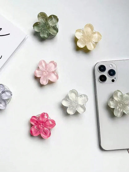 1pc/2pcs Cute Flower Element Push-Pull Stand Phone Push-Pull Stand 3D Flower Foldable Phone Holder, Fresh Floral Adhesive Bubble Phone Stand, Extendable Flower Phone Grip Holder, Suitable For Smartpho