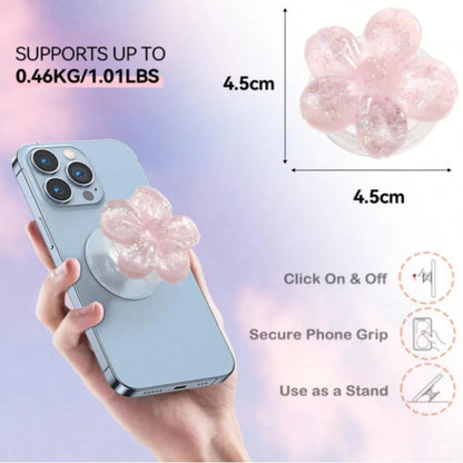 1pc/2pcs Cute Flower Element Push-Pull Stand Phone Push-Pull Stand 3D Flower Foldable Phone Holder, Fresh Floral Adhesive Bubble Phone Stand, Extendable Flower Phone Grip Holder, Suitable For Smartpho