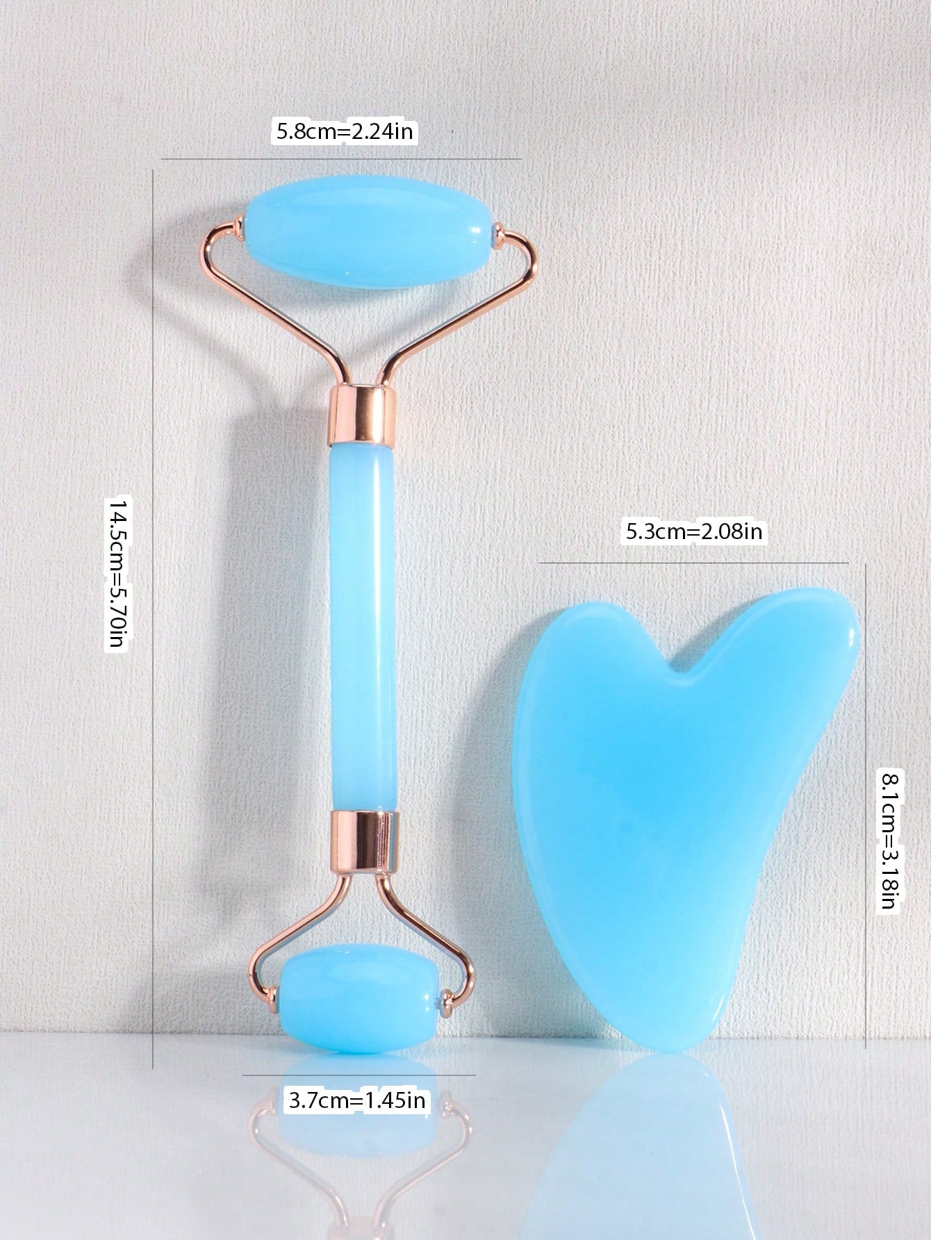 1pc/2pcs Face Beauty Massage Set, Dual Roller, Triangle Scraper Body Massage Tools Set, Light Blue,Beauty,Skin Care Products,Spa,Self Care,Skin Care Tools,Face Care,Esthetician Supplies,Massage,Face M