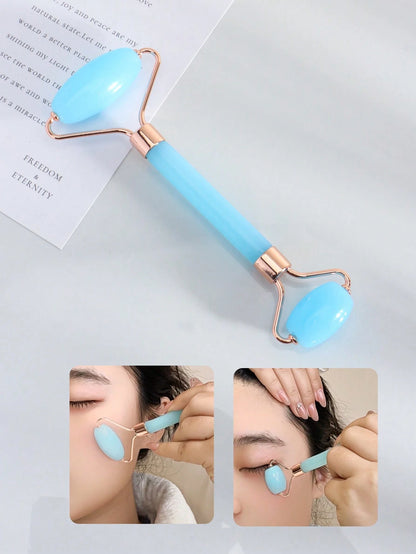 1pc/2pcs Face Beauty Massage Set, Dual Roller, Triangle Scraper Body Massage Tools Set, Light Blue,Beauty,Skin Care Products,Spa,Self Care,Skin Care Tools,Face Care,Esthetician Supplies,Massage,Face M