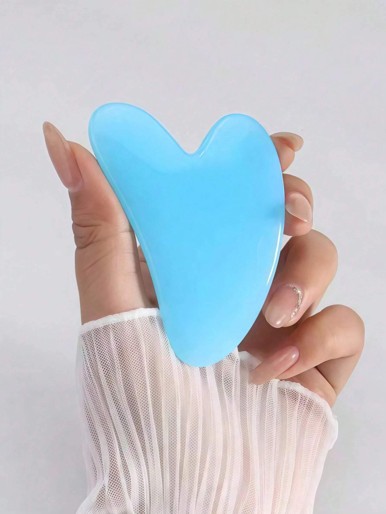 1pc&2pcs Facial Beauty Massage Set Dual-Head Roller Massager Triangular Gua Sha Scraper Body Massage Tool Set Light Blue