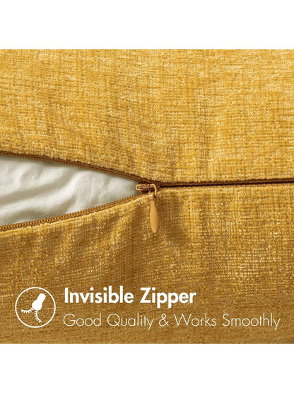 1pc/2pcs Mustard Yellow (Pillow Insert Not Included) 3D Textured Throw Pillow Cover, Modern Farmhouse Cozy Chenille Vintage Pattern Cushion Case, Suitable For Daily Bedroom, Dining Room, Bed, Sofa, Ca