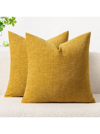 1pc/2pcs Mustard Yellow (Pillow Insert Not Included) 3D Textured Throw Pillow Cover, Modern Farmhouse Cozy Chenille Vintage Pattern Cushion Case, Suitable For Daily Bedroom, Dining Room, Bed, Sofa, Ca