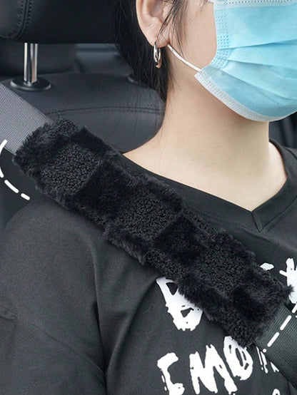 1pc/2pcs Plush Comfortable Car Seat Belt Shoulder Cover Auto Belt Protection Pads, Suitable For All Seasons, Women