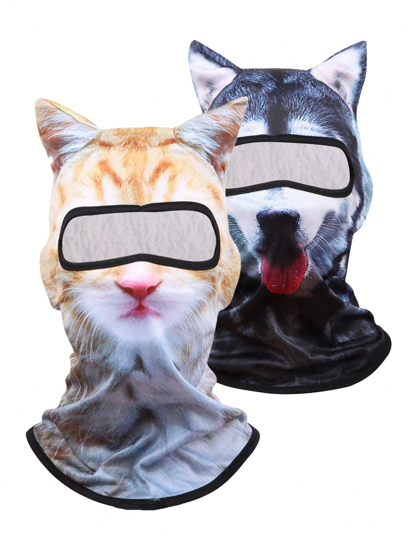 1pc/2pcs Unisex 3D Animal Print Face Mask Headwear, Suitable For Daily Use, Travel, Hiking, Skiing (Cat, Dog Pattern)