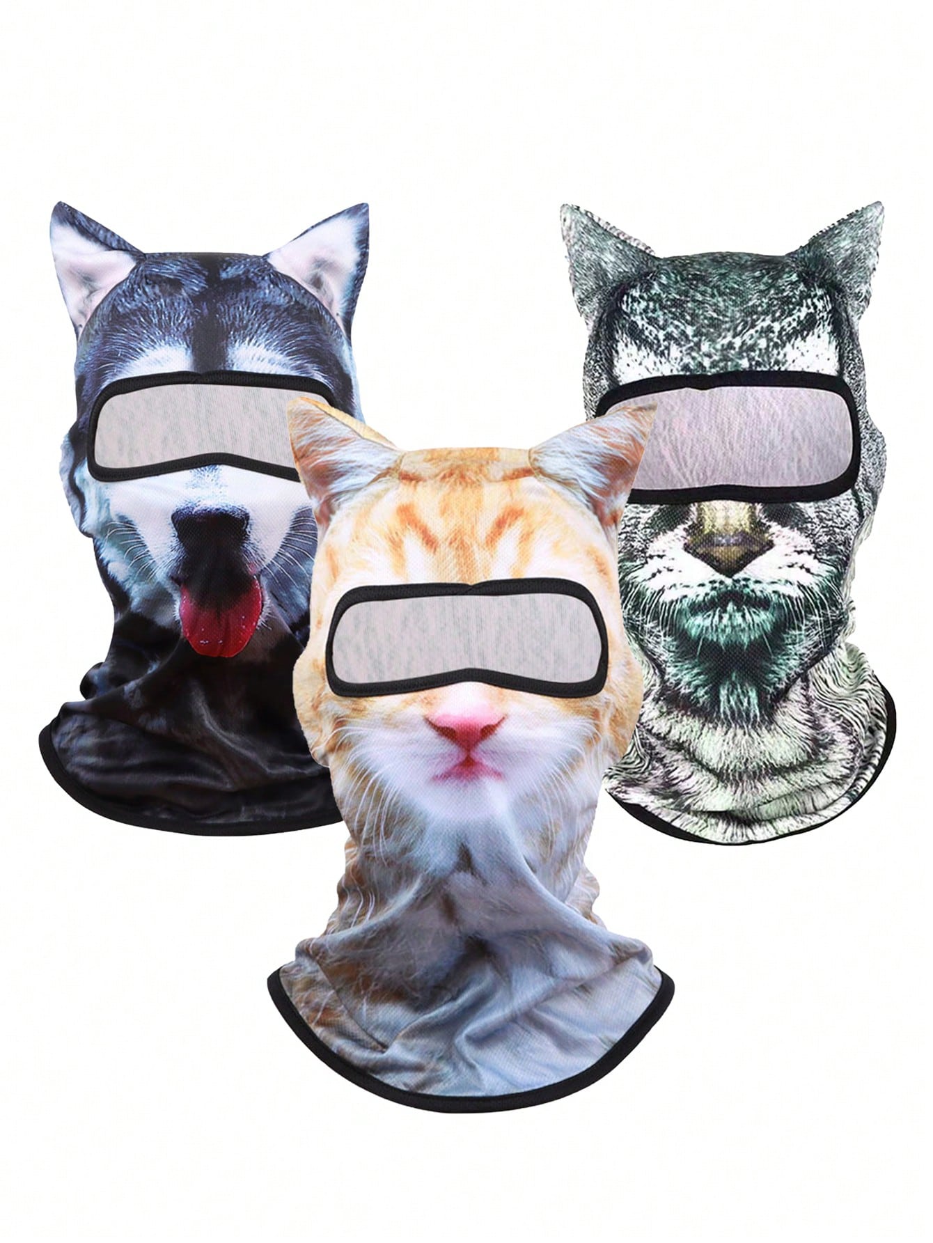 1pc/2pcs Unisex 3D Animal Print Face Mask Headwear, Suitable For Daily Use, Travel, Hiking, Skiing (Cat, Dog Pattern)