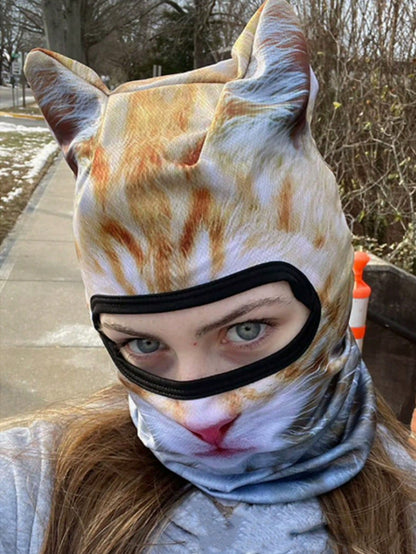 1pc/2pcs Unisex 3D Animal Print Face Mask Headwear, Suitable For Daily Use, Travel, Hiking, Skiing (Cat, Dog Pattern)
