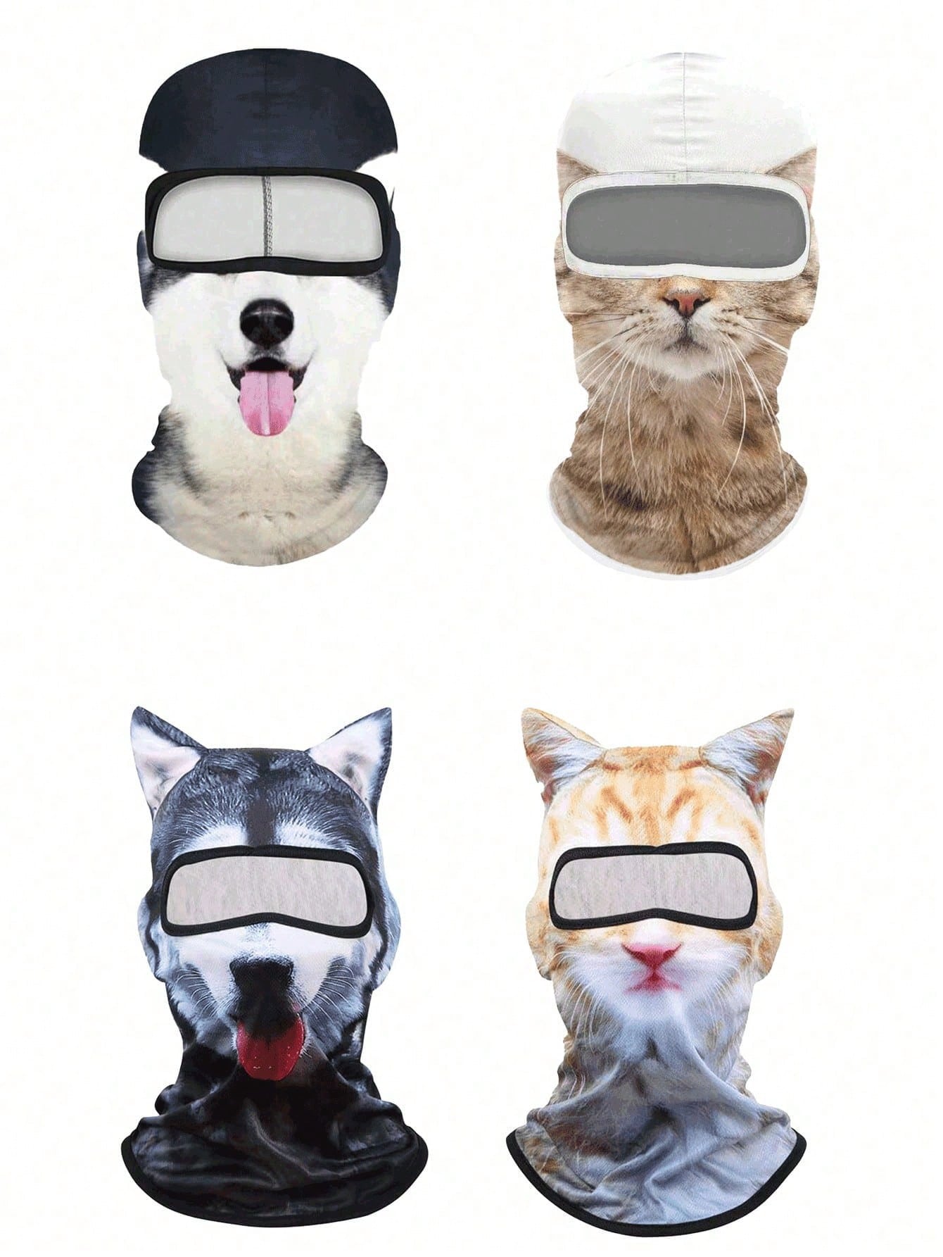 1pc/2pcs Unisex 3D Animal Print Face Mask Headwear, Suitable For Daily Use, Travel, Hiking, Skiing (Cat, Dog Pattern)