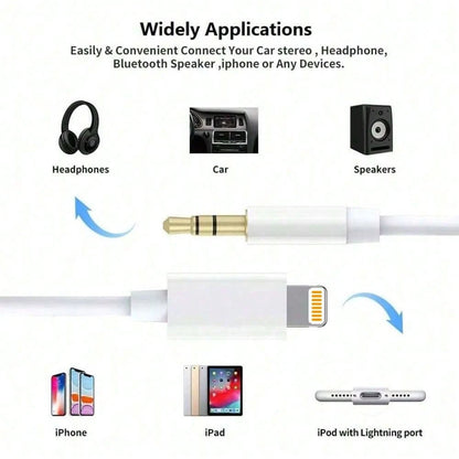 1pc 3.5mm Auxiliary Audio Cable Compatible With IPhone 14 Series, 3.5mm Headphone Jack Adapter Cord For Car, Home Stereo Speakers, Headphones Compatible With IPhone 14 Pro Max/14 Pro/14 Plus/14/13/12