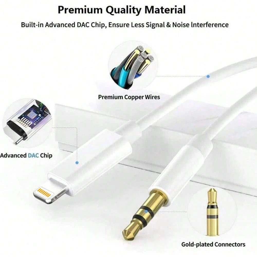1pc 3.5mm Auxiliary Audio Cable Compatible With IPhone 14 Series, 3.5mm Headphone Jack Adapter Cord For Car, Home Stereo Speakers, Headphones Compatible With IPhone 14 Pro Max/14 Pro/14 Plus/14/13/12