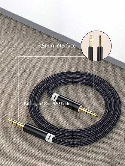 1pc 3.5mm Braided Audio Cable, Suitable For Phones, Car Use