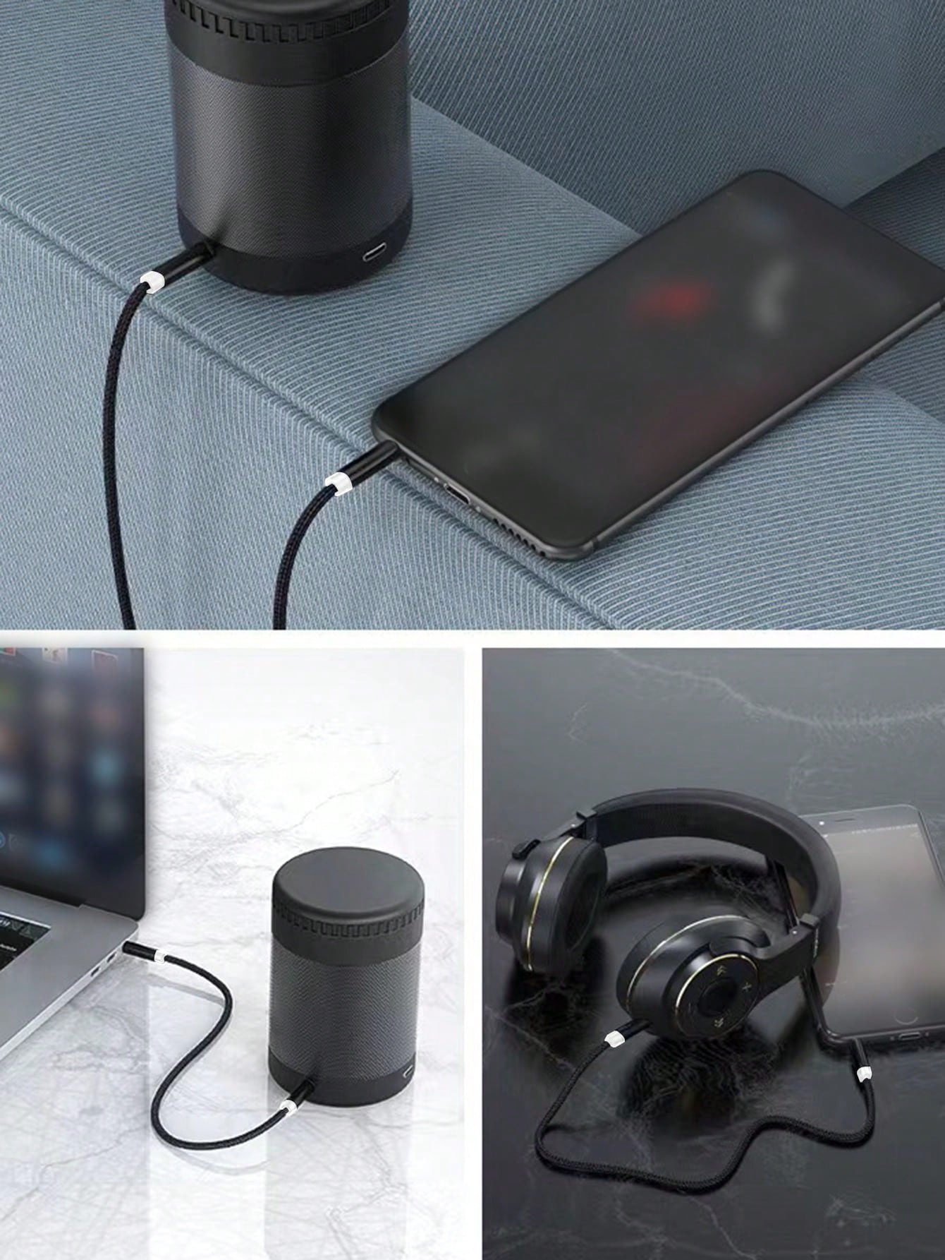 1pc 3.5mm Braided Audio Cable, Suitable For Phones, Car Use