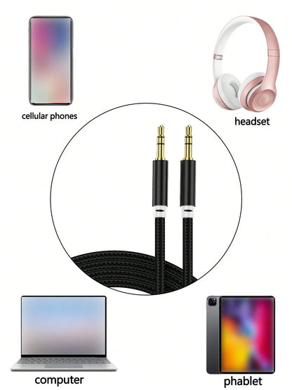 1pc 3.5mm Braided Audio Cable, Suitable For Phones, Car Use