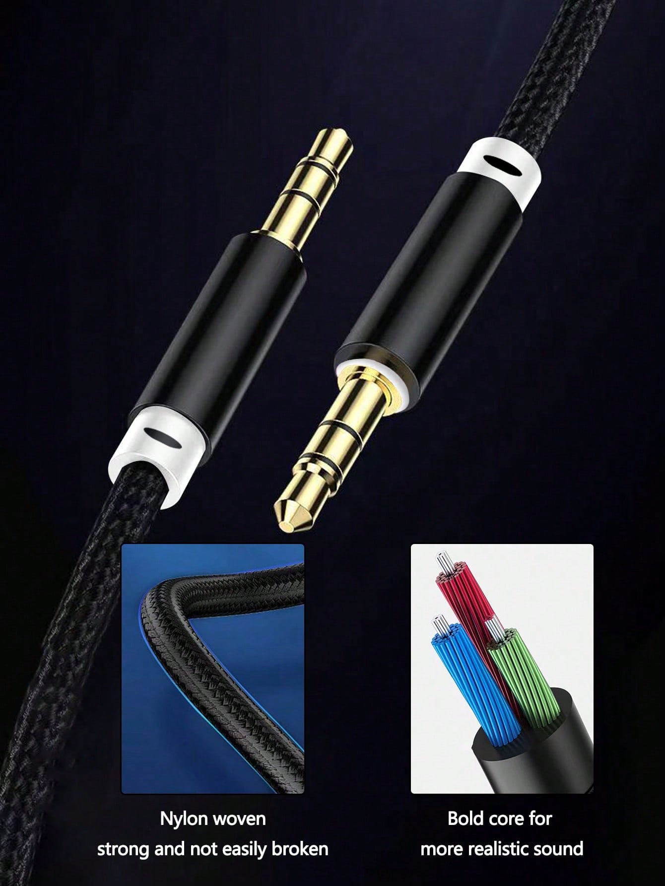 1pc 3.5mm Braided Audio Cable, Suitable For Phones, Car Use