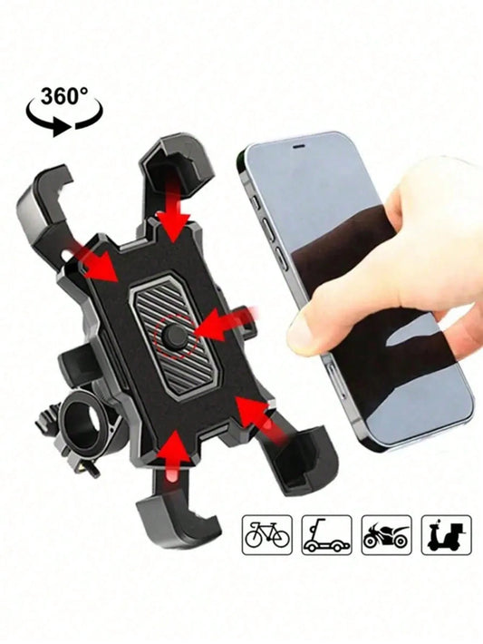 1PC 360° Rotatable Phone Holder Non-Slip Handlebar Mount For Motorcycle Electric Bike Universal Vehicle Accessory Back To School Essential