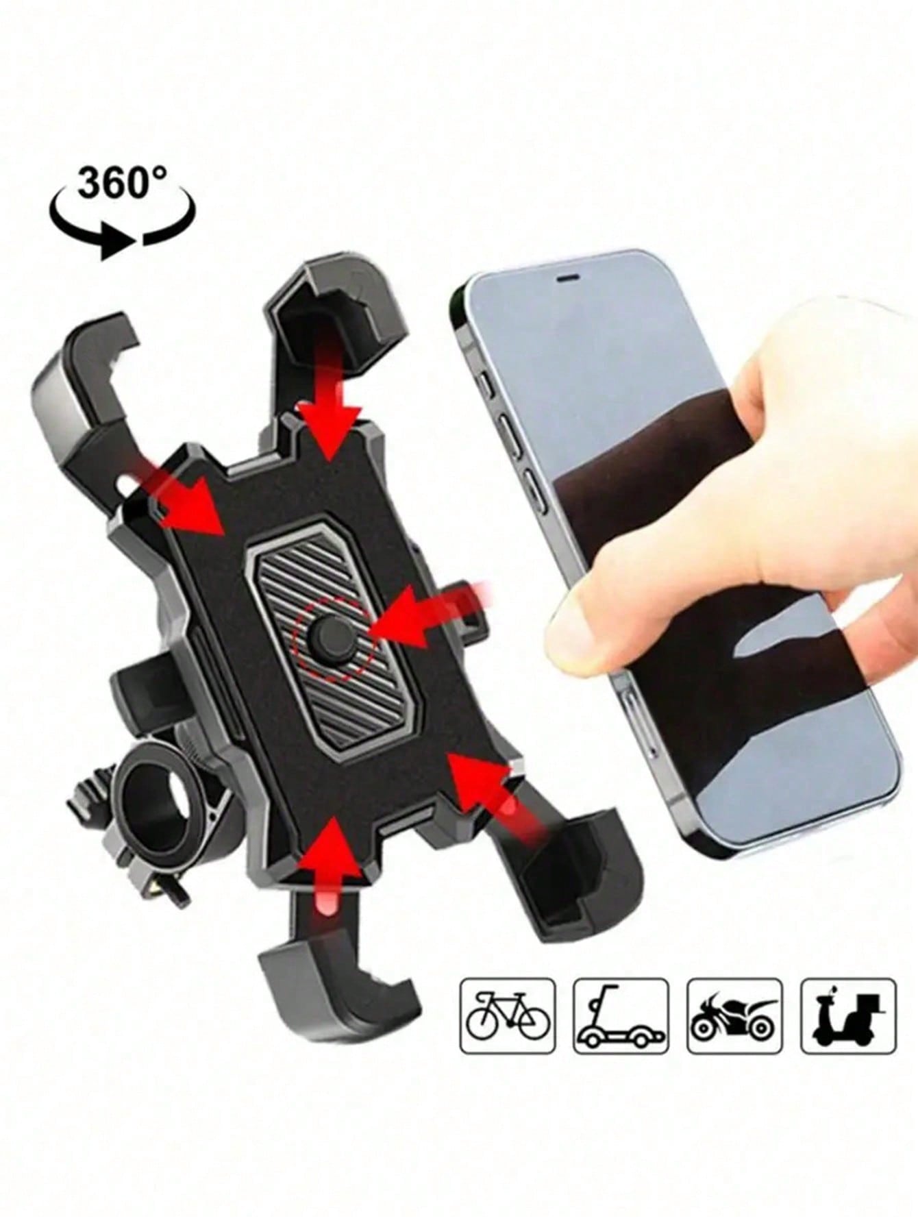 1PC 360° Rotatable Phone Holder Non-Slip Handlebar Mount For Motorcycle Electric Bike Universal Vehicle Accessory Back To School Essential