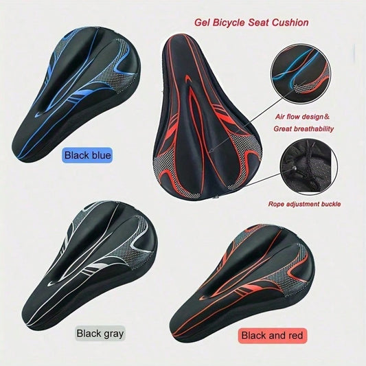 1pc 3D Silicone Thickened Bicycle Seat Cover, Hollow Breathable Shock-Absorbing Cycling Seat Cover For Mountain Bike And Road Bike