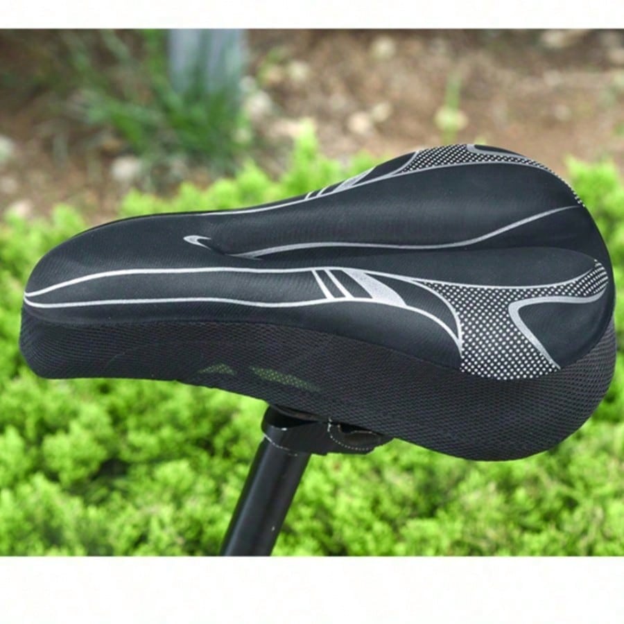 1pc 3D Silicone Thickened Bicycle Seat Cover, Hollow Breathable Shock-Absorbing Cycling Seat Cover For Mountain Bike And Road Bike