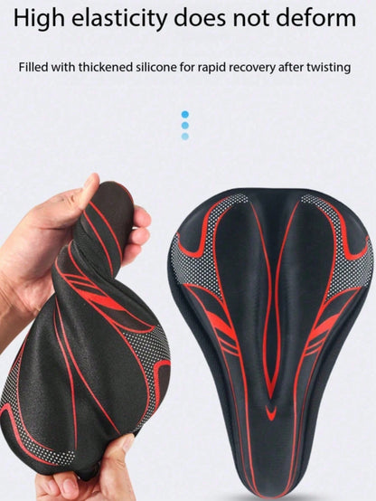 1pc 3D Silicone Thickened Bicycle Seat Cover, Hollow Breathable Shock-Absorbing Cycling Seat Cover For Mountain Bike And Road Bike