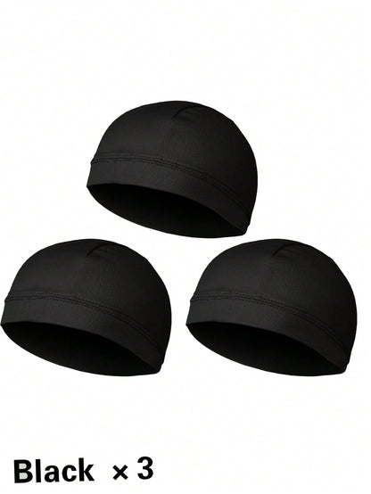 1pc/3pcs/5pcs Men'S Cycling Helmet Liner Skull Cap- Super Elastic, Sweat-Absorbent, Knitted Polyester & Spandex Inner Cap For Sports