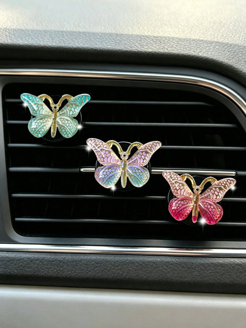 1pc/3pcs Colorful Gradient Butterfly Car Air Vent Clip, Car Air Vent Aromatherapy Clip Decoration Ornament
